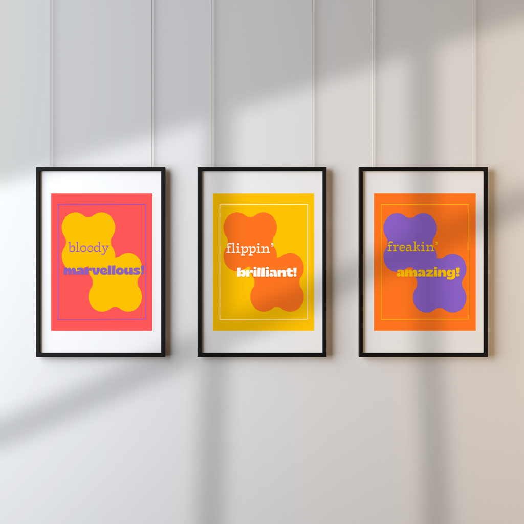 Bloody Marvellous set of 3 digital art prints