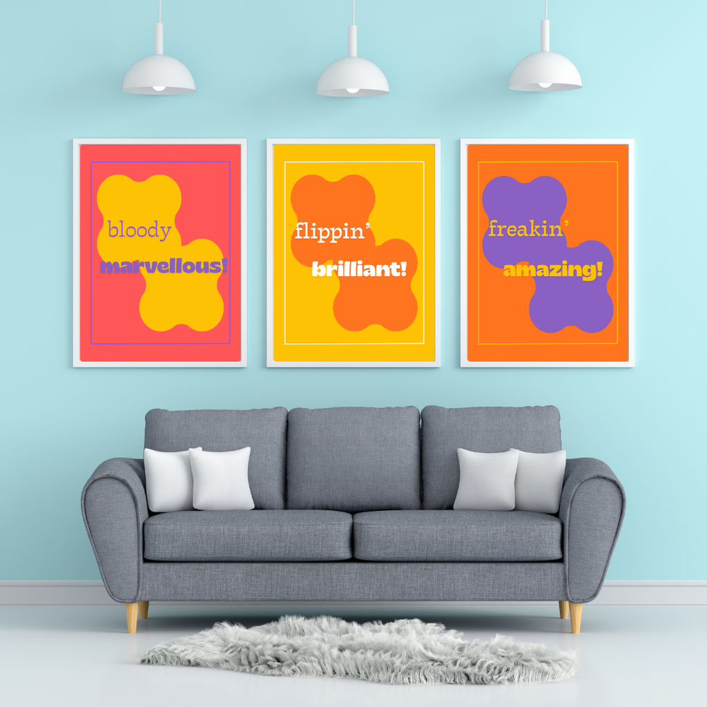 Bloody Marvellous set of 3 digital art prints