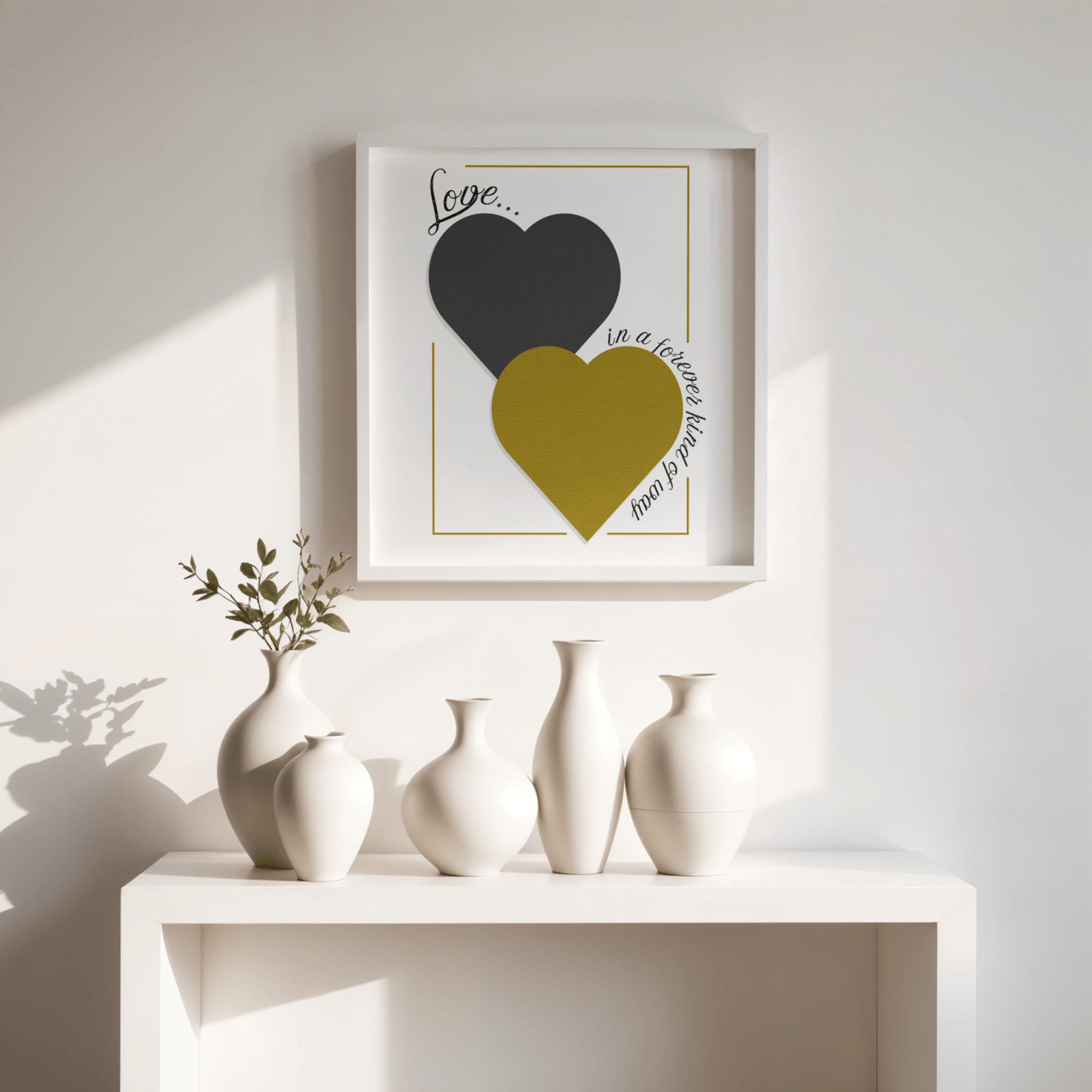 Love forever digital download wall art print in black and gold