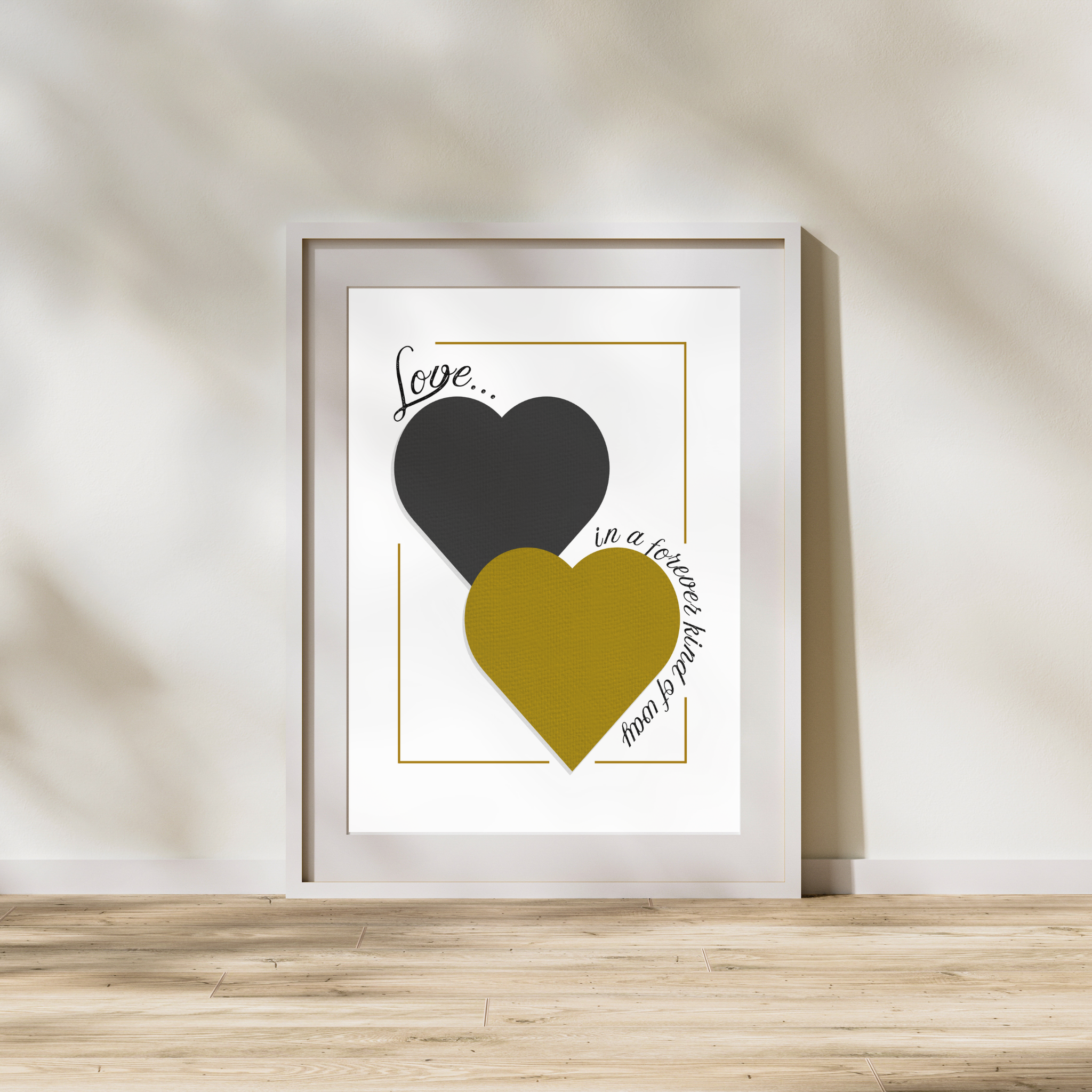 Love forever digital art print - Black & Gold