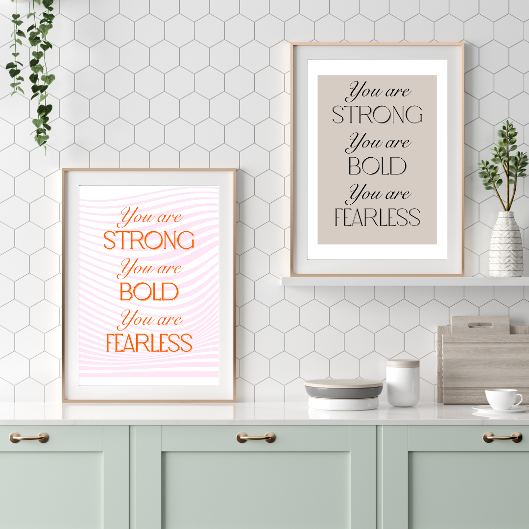 You Are Strong digital art print ~ beige & black