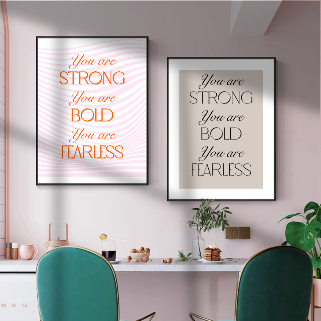 You Are Strong digital art print ~ pink & orange