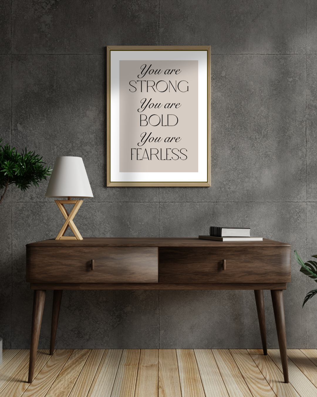 You Are Strong digital art print ~ beige & black