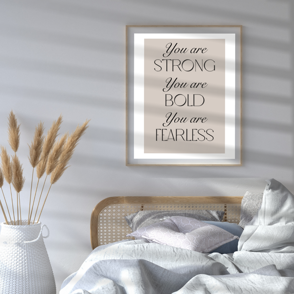 You Are Strong digital art print ~ beige & black
